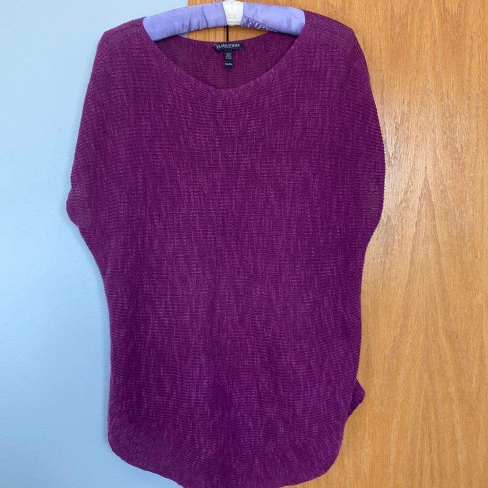 Eileen Fisher short sleeve curved hem sweater